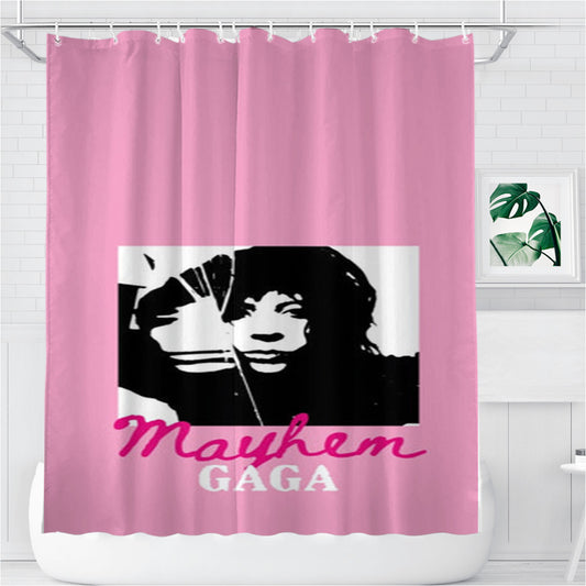 Personalized Pink Mayhem Gaga Shower Curtain Farmhouse Bathroom Decor