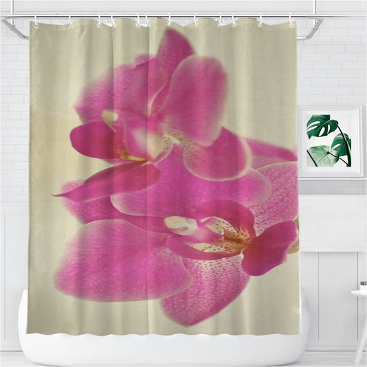 Personalized Pink Orchid Shower Curtain Farmhouse Bathroom Decor