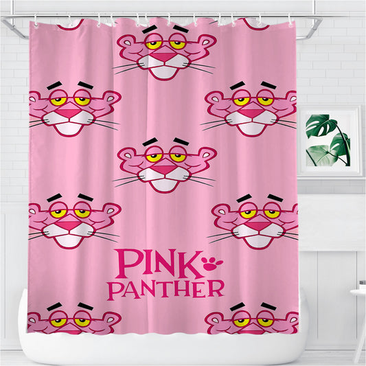 Personalized Pink Panther Pattern Face Shower Curtain Farmhouse Bathroom Decor