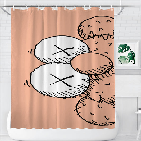 Personalized Pink Sesame Street Kaws Shower Curtain Farmhouse Bathroom Decor