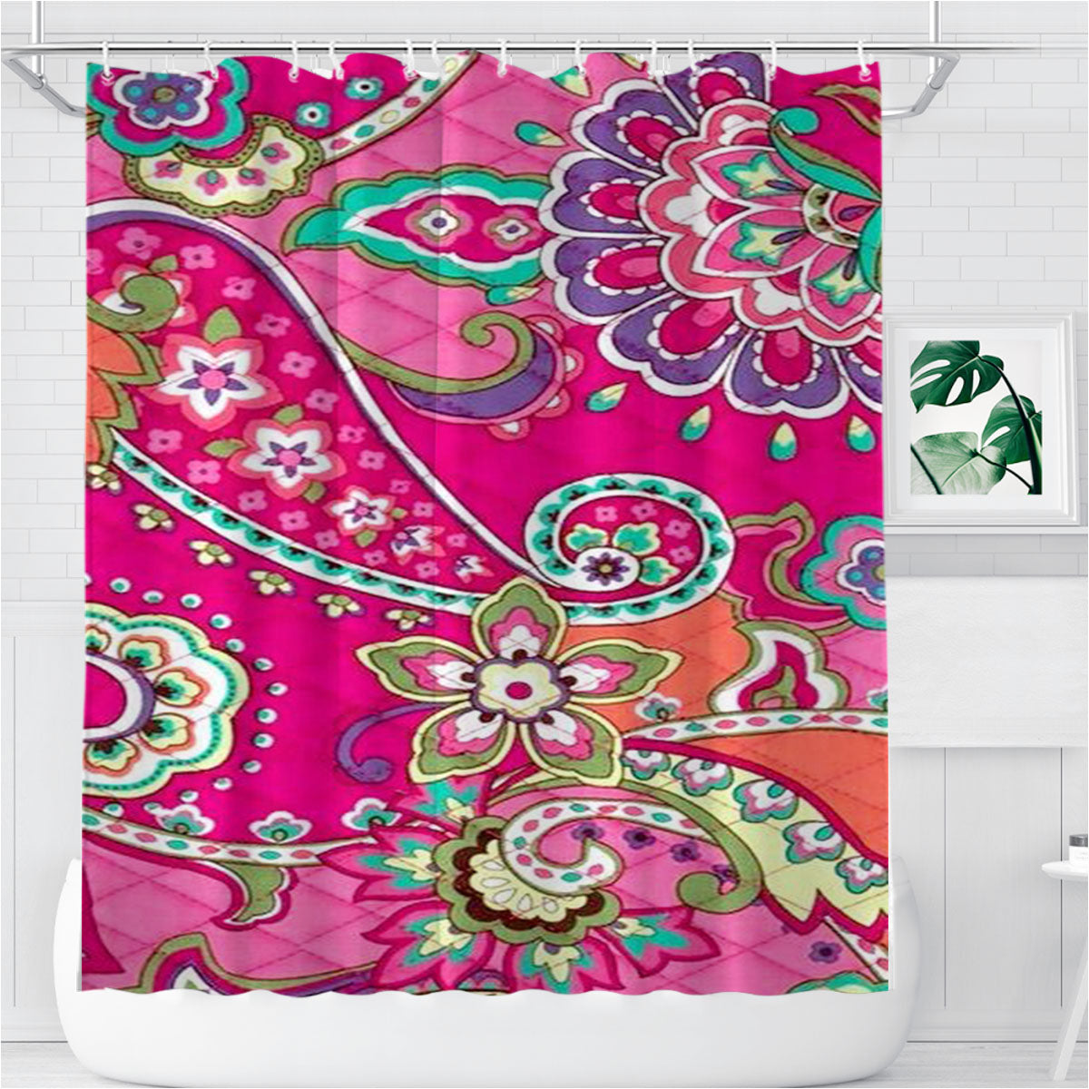Pink Swirls Vera Bradley Bathroom Shower Curtain Fabric Waterproof | 66 X 72 Inch