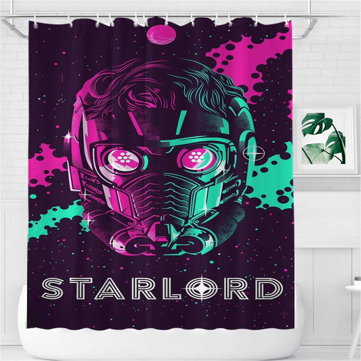 Pink Tosca Star Lord Mask Art Bathroom Shower Curtain Fabric Waterproof | 66 X 72 Inch
