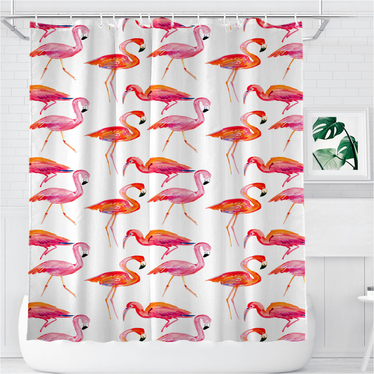 Pinky Pattern Flamingo Kate Spade Bathroom Shower Curtain Fabric Waterproof | 66 X 72 Inch