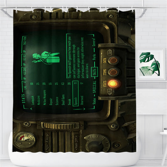 Personalized Pip Boy D Shower Curtain Farmhouse Bathroom Decor