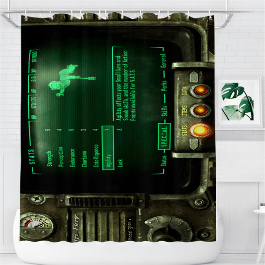 Personalized Pipboy 000 Fallout Game Shower Curtain Farmhouse Bathroom Decor