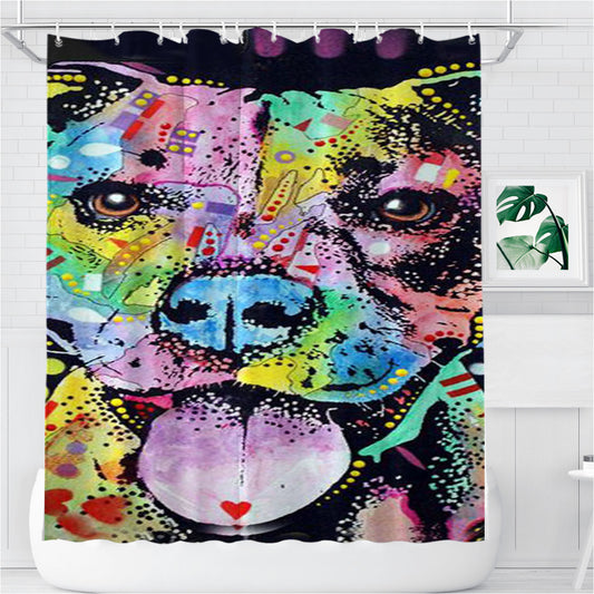 Personalized Pitbull Painting Shower Curtain Farmhouse Bathroom Decor