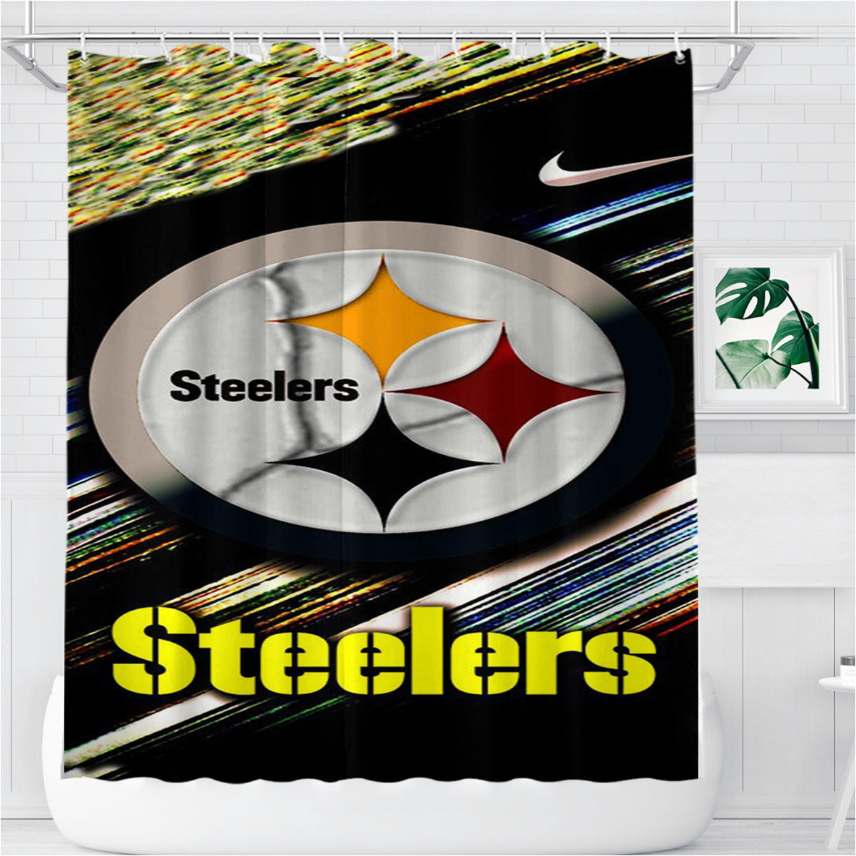 Pittsburgh Steelers Nfl 9999 Bathroom Shower Curtain Fabric Waterproof | 66 X 72 Inch