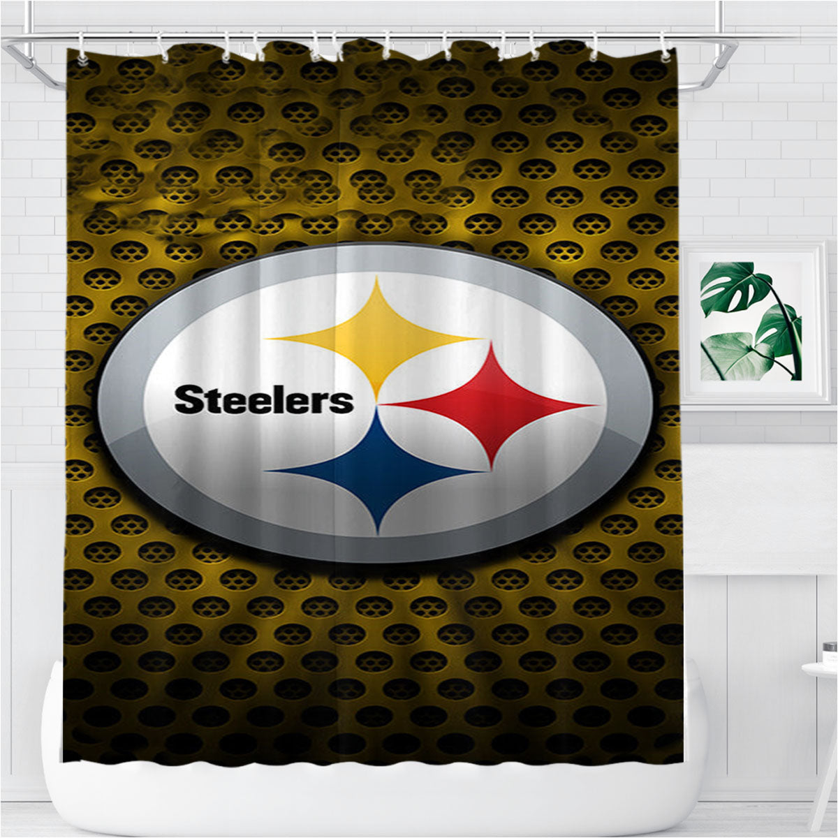 Pittsburgh Steelers Nfl Logo 2 Bathroom Shower Curtain Fabric Waterproof | 66 X 72 Inch