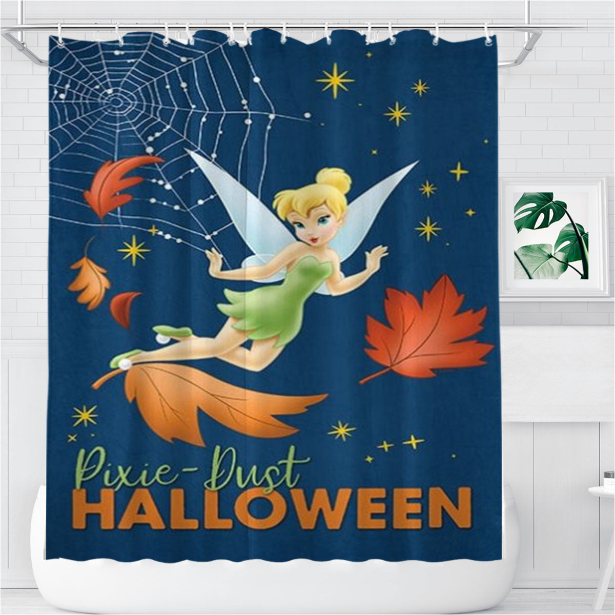 Pixie-Dust Halloween Tink Bathroom Shower Curtain Fabric Waterproof | 66 X 72 Inch