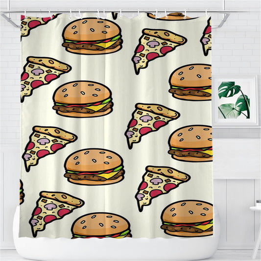Personalized Pizza Food And Wallpaper Shower Curtain Farmhouse Bathroom Decor