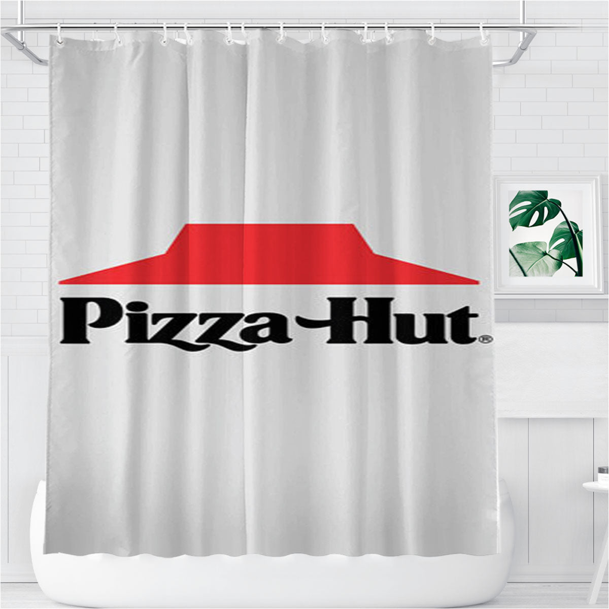 Pizza Hut Logo Bathroom Shower Curtain Fabric Waterproof | 66 X 72 Inch