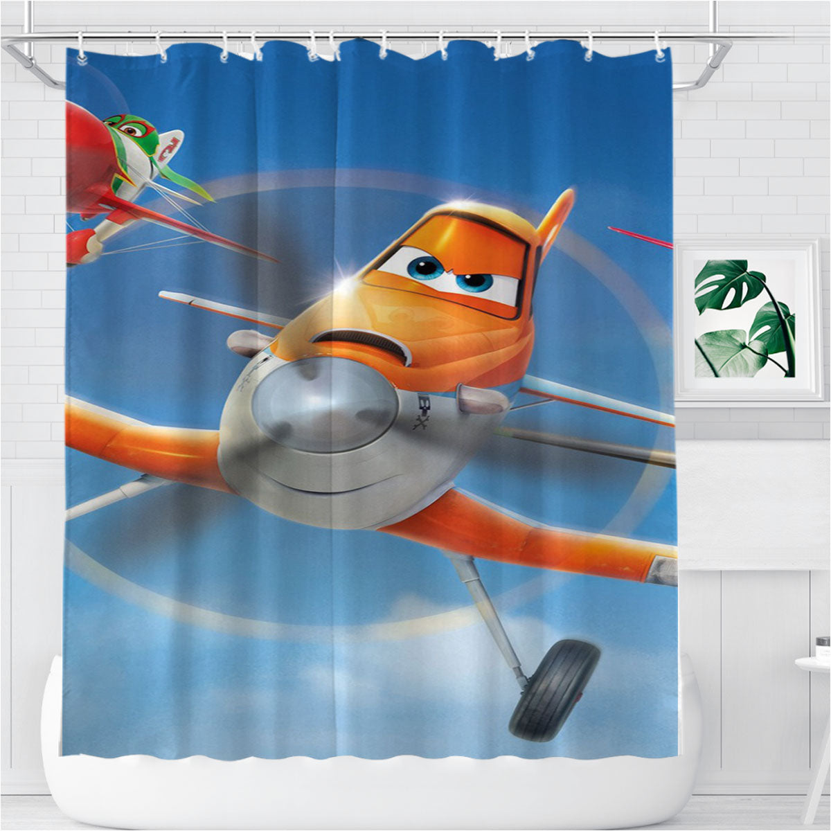 Planes 01 Disn Bathroom Shower Curtain Fabric Waterproof | 66 X 72 Inch
