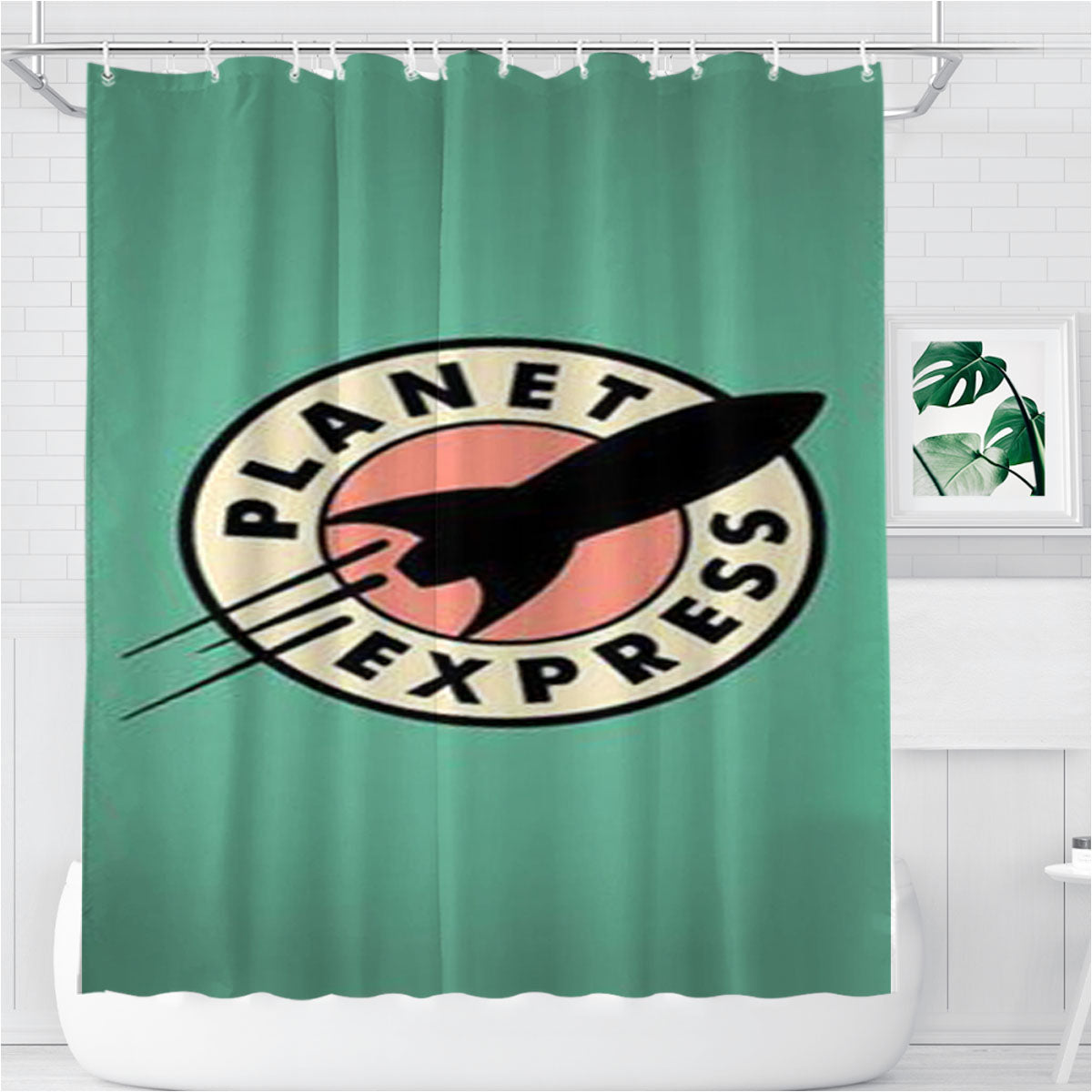Planet Express Futurama Bathroom Shower Curtain Fabric Waterproof | 66 X 72 Inch
