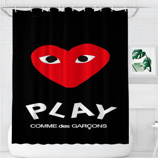 Personalized Play Comme Des Garcons Logo Shower Curtain Farmhouse Bathroom Decor