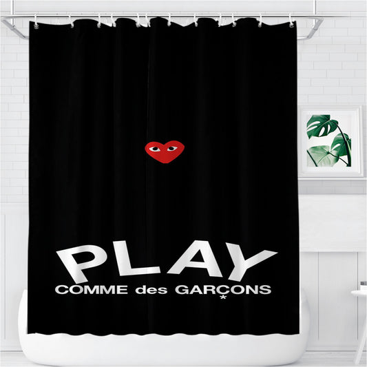 Personalized Play Comme Des Garcons Wallpaper Shower Curtain Farmhouse Bathroom Decor