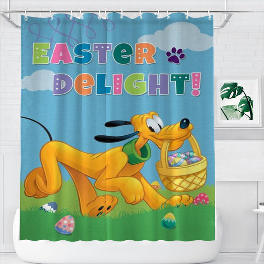 Personalized Pluto Easter Delight Shower Curtain Farmhouse Bathroom Decor
