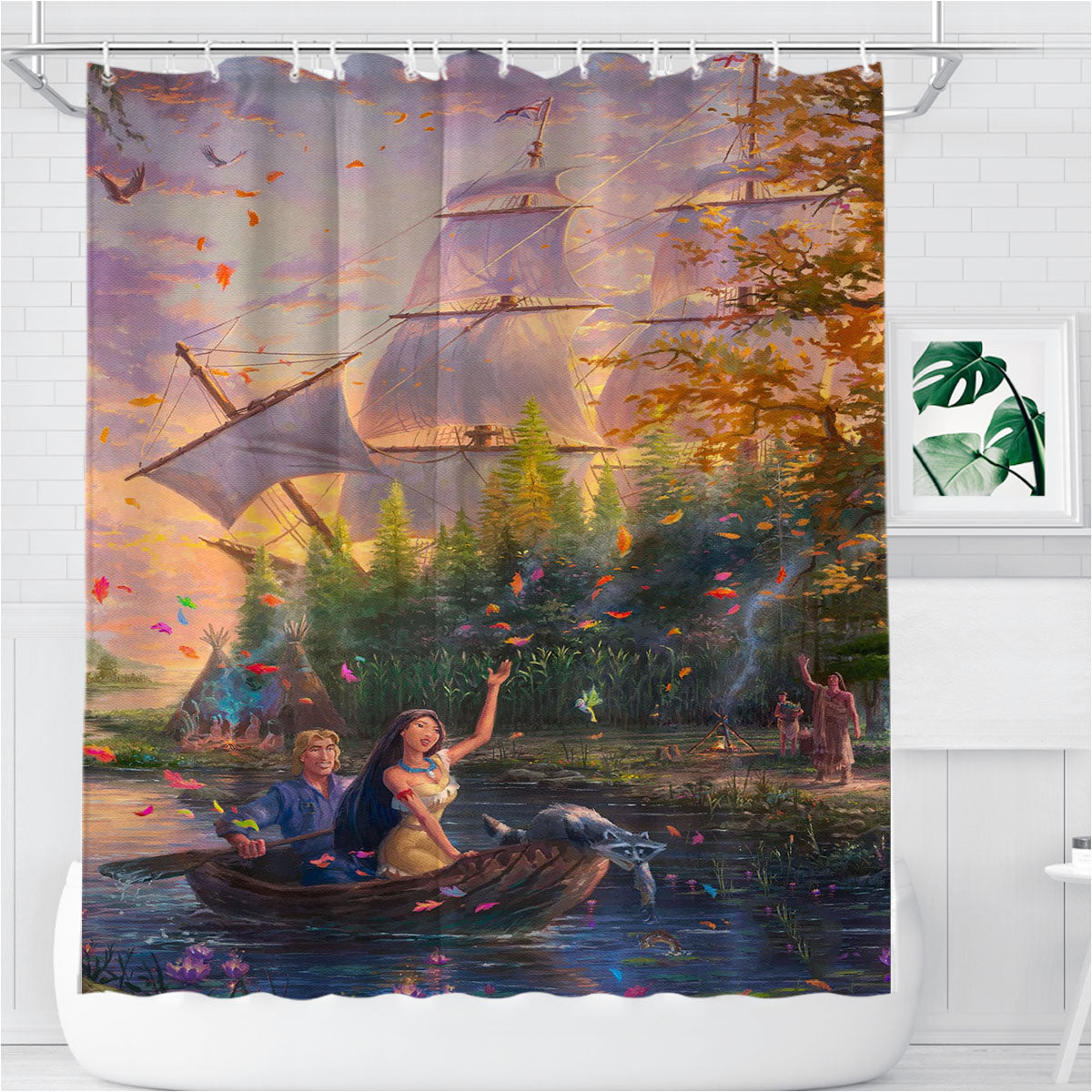 Pocahontas Colors Of Love Bathroom Shower Curtain Fabric Waterproof | 66 X 72 Inch