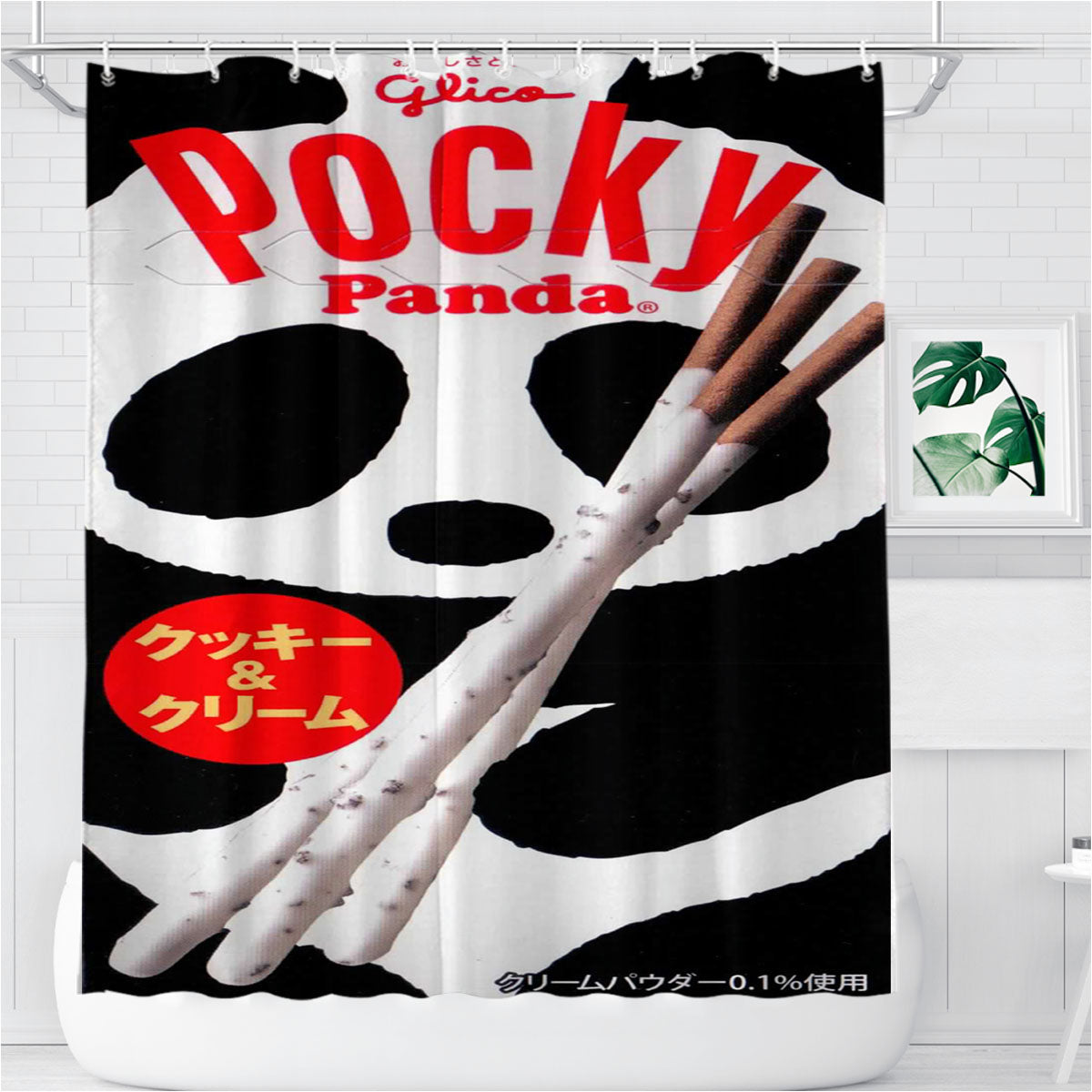 Pocky Panda Bathroom Shower Curtain Fabric Waterproof | 66 X 72 Inch