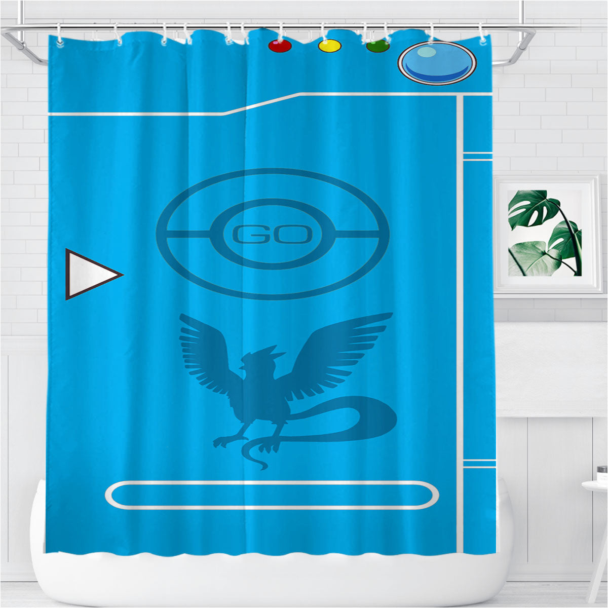 Pokedex Blue Team Mystic Bathroom Shower Curtain Fabric Waterproof | 66 X 72 Inch