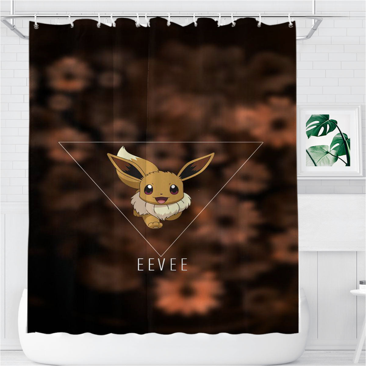 Pokemnon Eeve Bathroom Shower Curtain Fabric Waterproof | 66 X 72 Inch