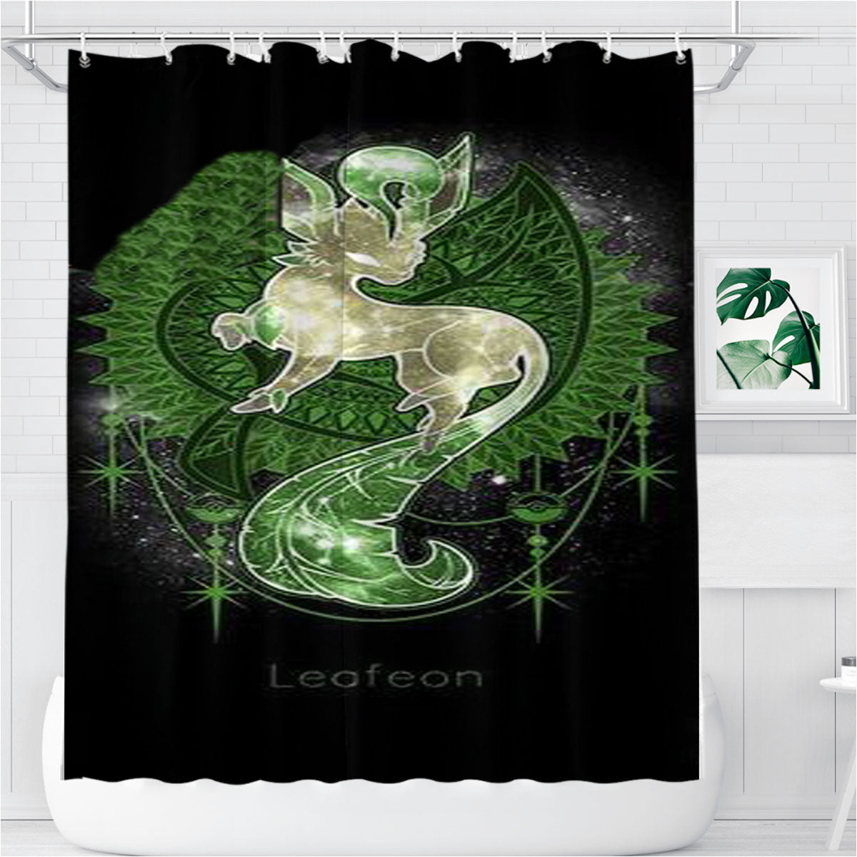Pokemon Evee Evolution Leafeon Bathroom Shower Curtain Fabric Waterproof | 66 X 72 Inch