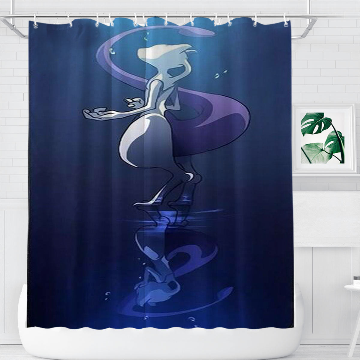 Pokemon Mewtwo Cartoon Bathroom Shower Curtain Fabric Waterproof | 66 X 72 Inch