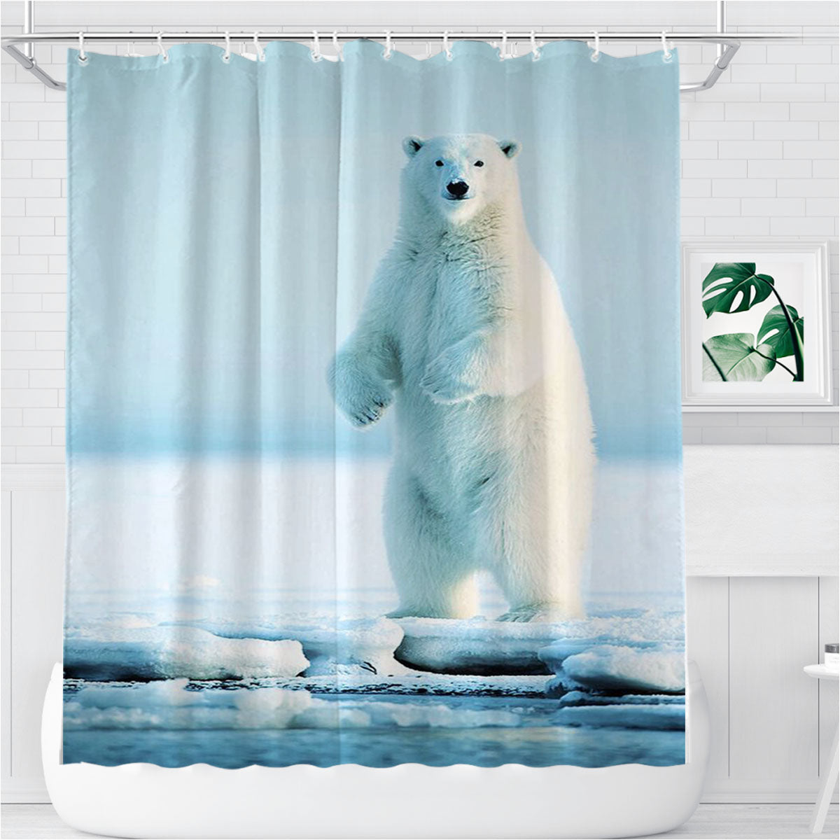 Polar Bear Bathroom Shower Curtain Fabric Waterproof | 66 X 72 Inch