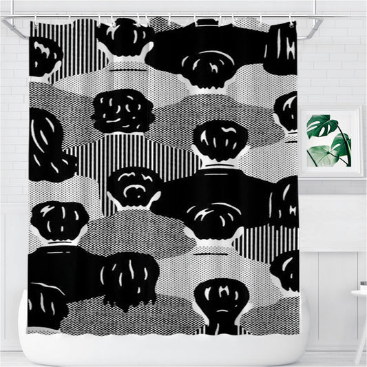 Pop Art Japan Culture Human Pattern Comic Style Bathroom Shower Curtain Fabric Waterproof