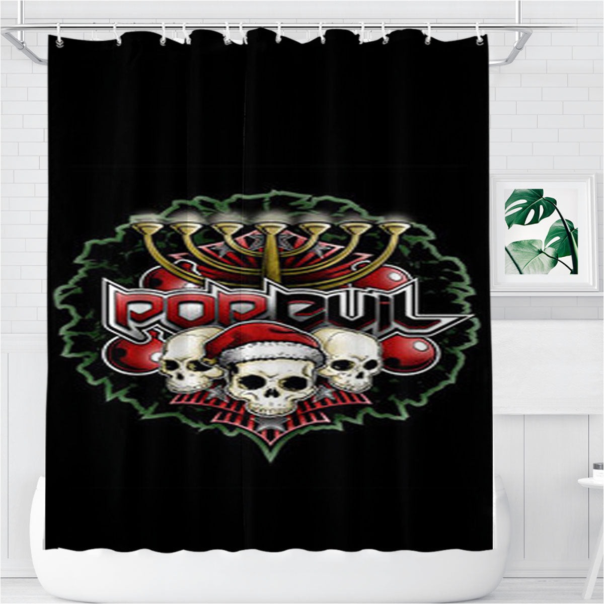 Pop Evil With Skull Bathroom Shower Curtain Fabric Waterproof | 66 X 72 Inch