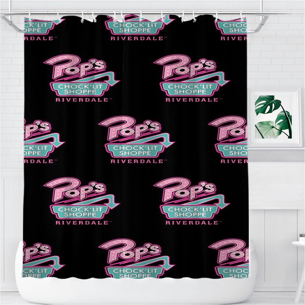 Pops Chock Lit Shoppe Riverdale Pattern Bathroom Shower Curtain Fabric Waterproof | 66 X 72 Inch