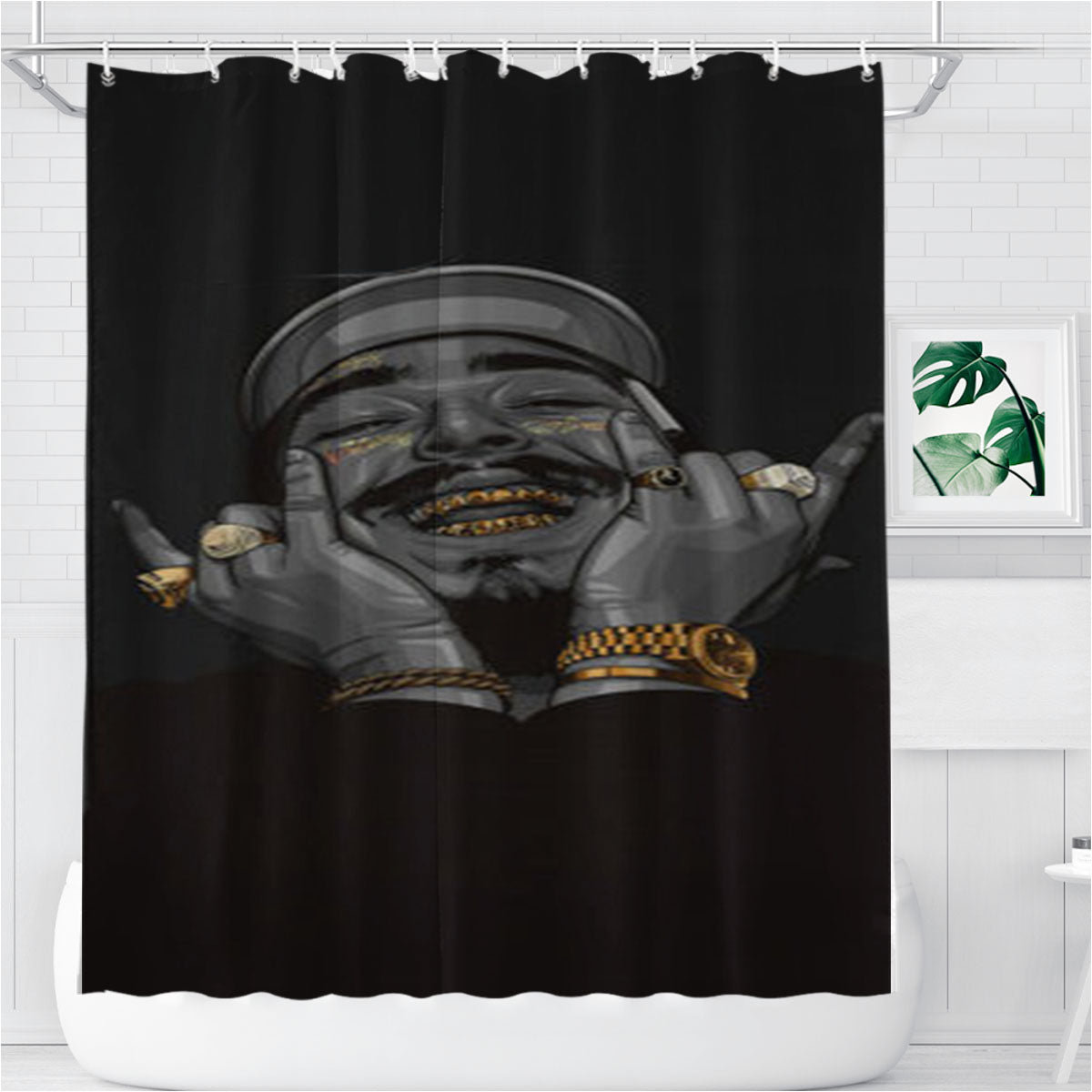 Post Malone Bathroom Shower Curtain Fabric Waterproof | 66 X 72 Inch
