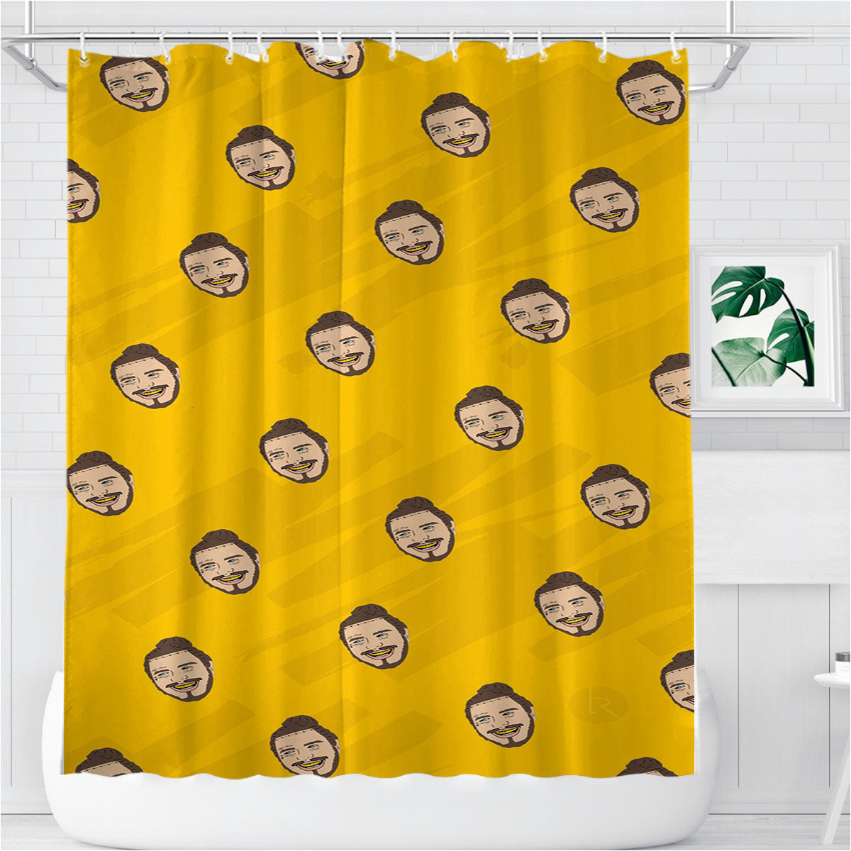 Post Malone Pattern Bathroom Shower Curtain Fabric Waterproof | 66 X 72 Inch