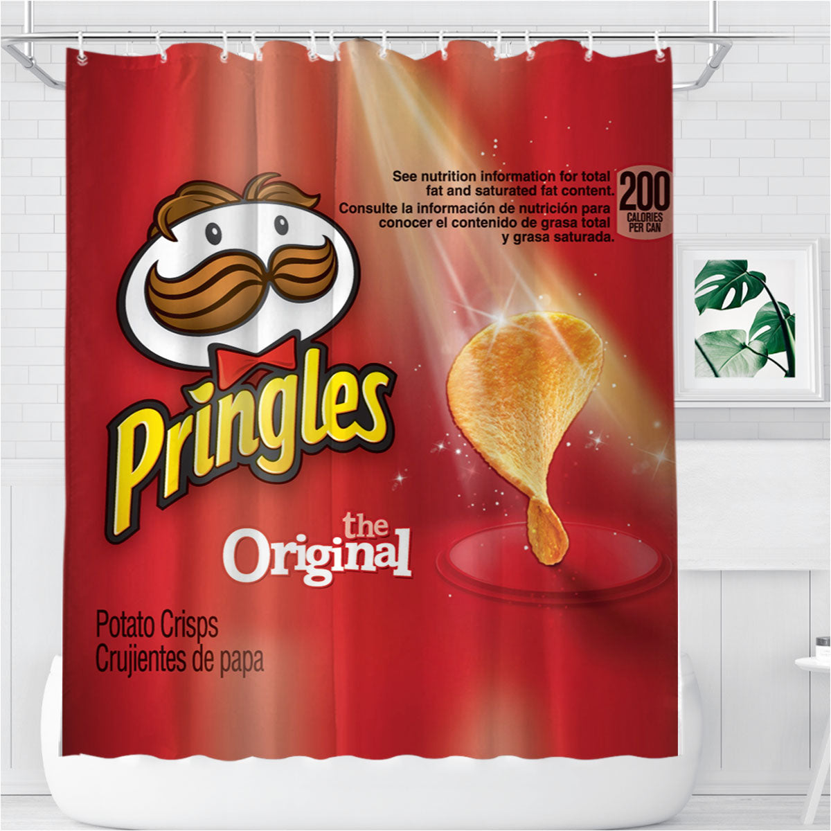 Potato Crisps Red Pringles The Original Bathroom Shower Curtain Fabric Waterproof | 66 X 72 Inch