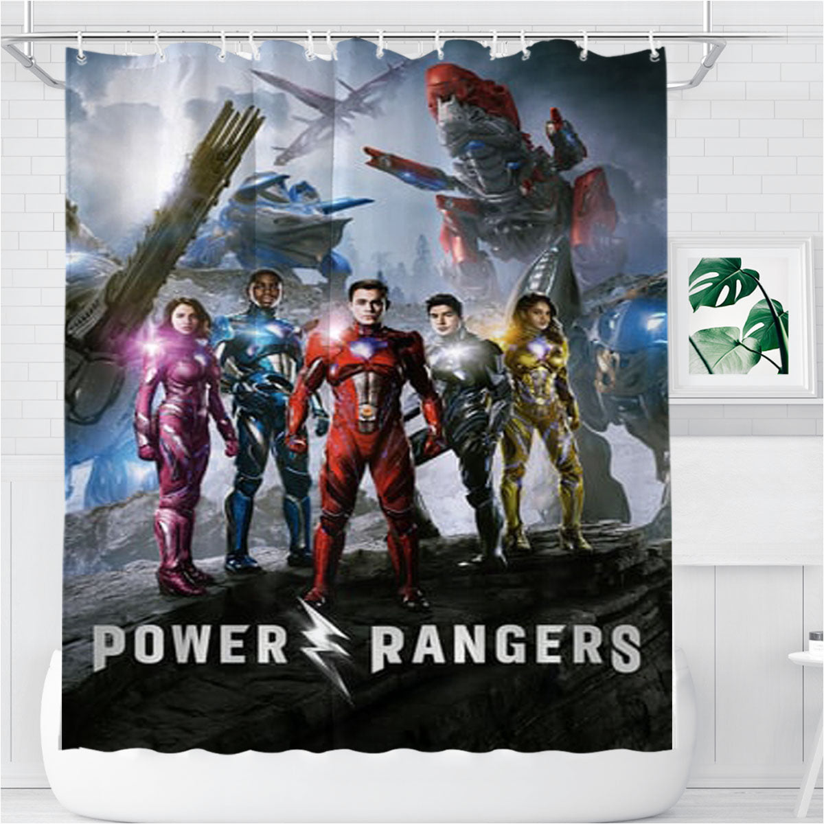 Power Rangers Bathroom Shower Curtain Fabric Waterproof | 66 X 72 Inch