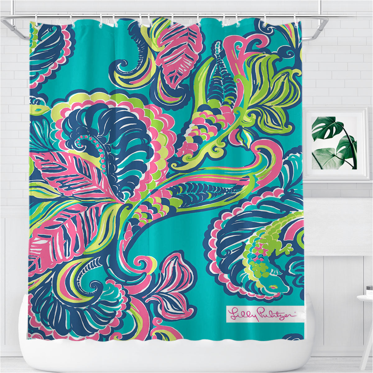 Preppy Georgia Belle Lilly Pulitzer Bathroom Shower Curtain Fabric Waterproof | 66 X 72 Inch
