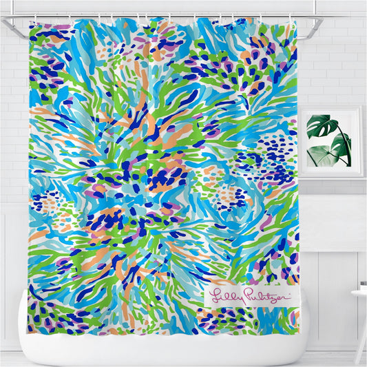 Personalized Preppy Lilly Pulitzer Shower Curtain Farmhouse Bathroom Decor