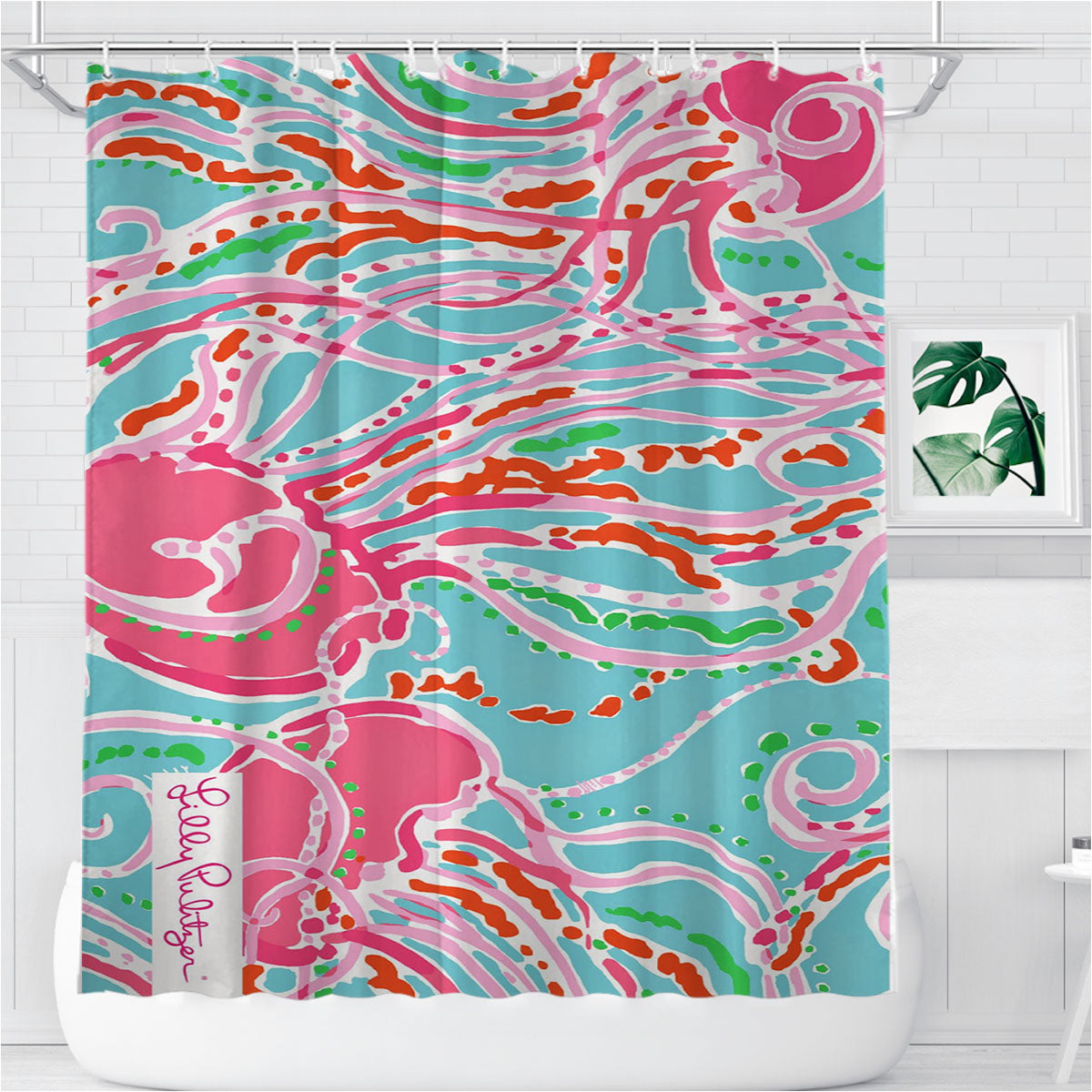 Preppy Lilly Pulitzer Jellies Be Jammin Bathroom Shower Curtain Fabric Waterproof | 66 X 72 Inch