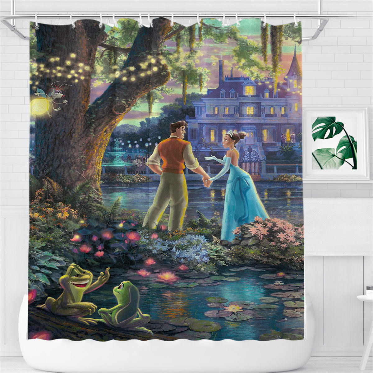 Princess And The Frog Bathroom Shower Curtain Fabric Waterproof | 66 X 72 Inch