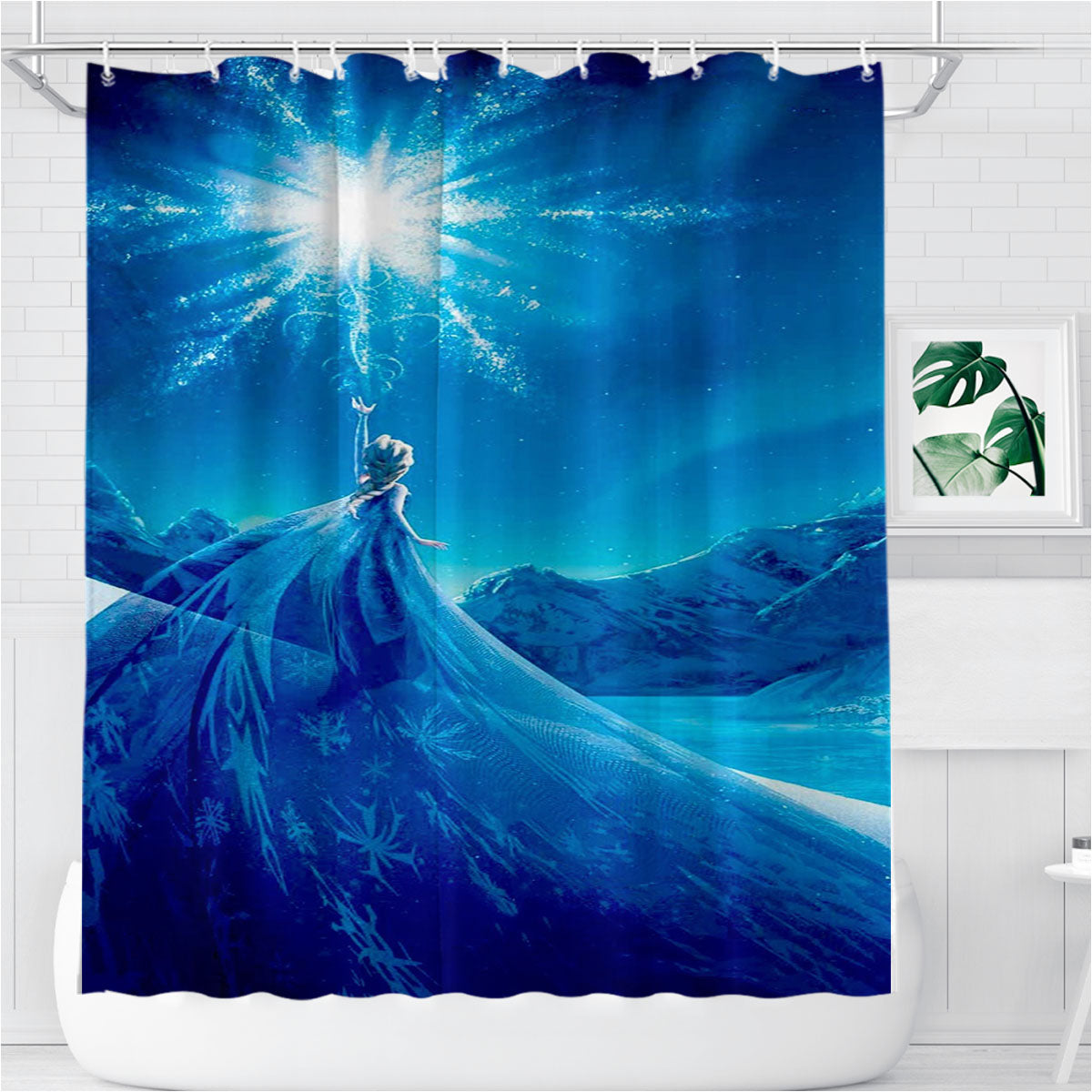 Princess Elsa Frozen Bathroom Shower Curtain Fabric Waterproof | 66 X 72 Inch