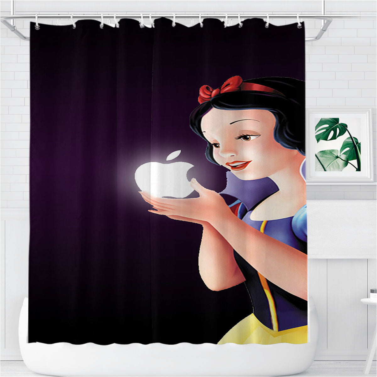 Princess Snow White Bathroom Shower Curtain Fabric Waterproof | 66 X 72 Inch