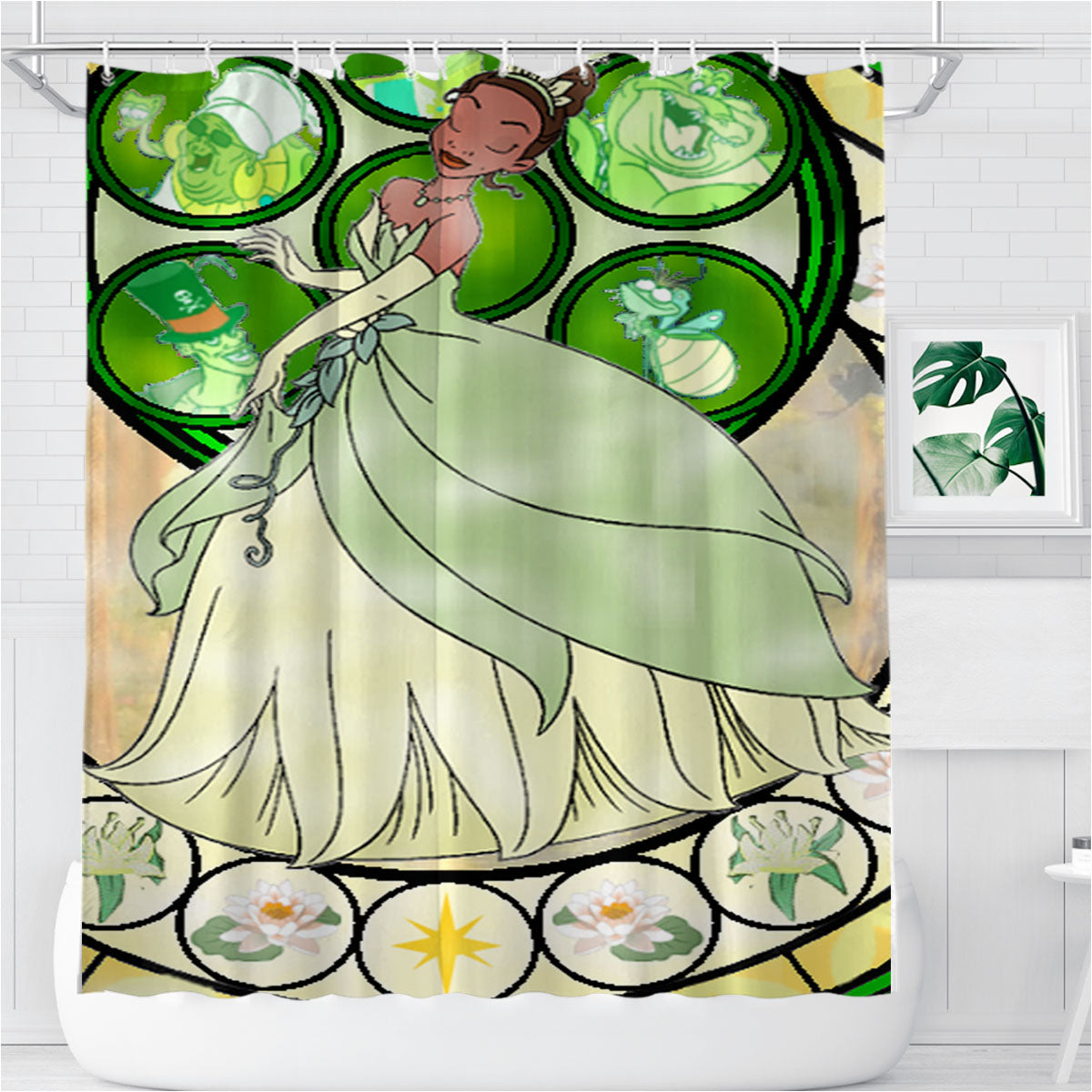 Princess Tiana Kingdom Heart Bathroom Shower Curtain Fabric Waterproof | 66 X 72 Inch