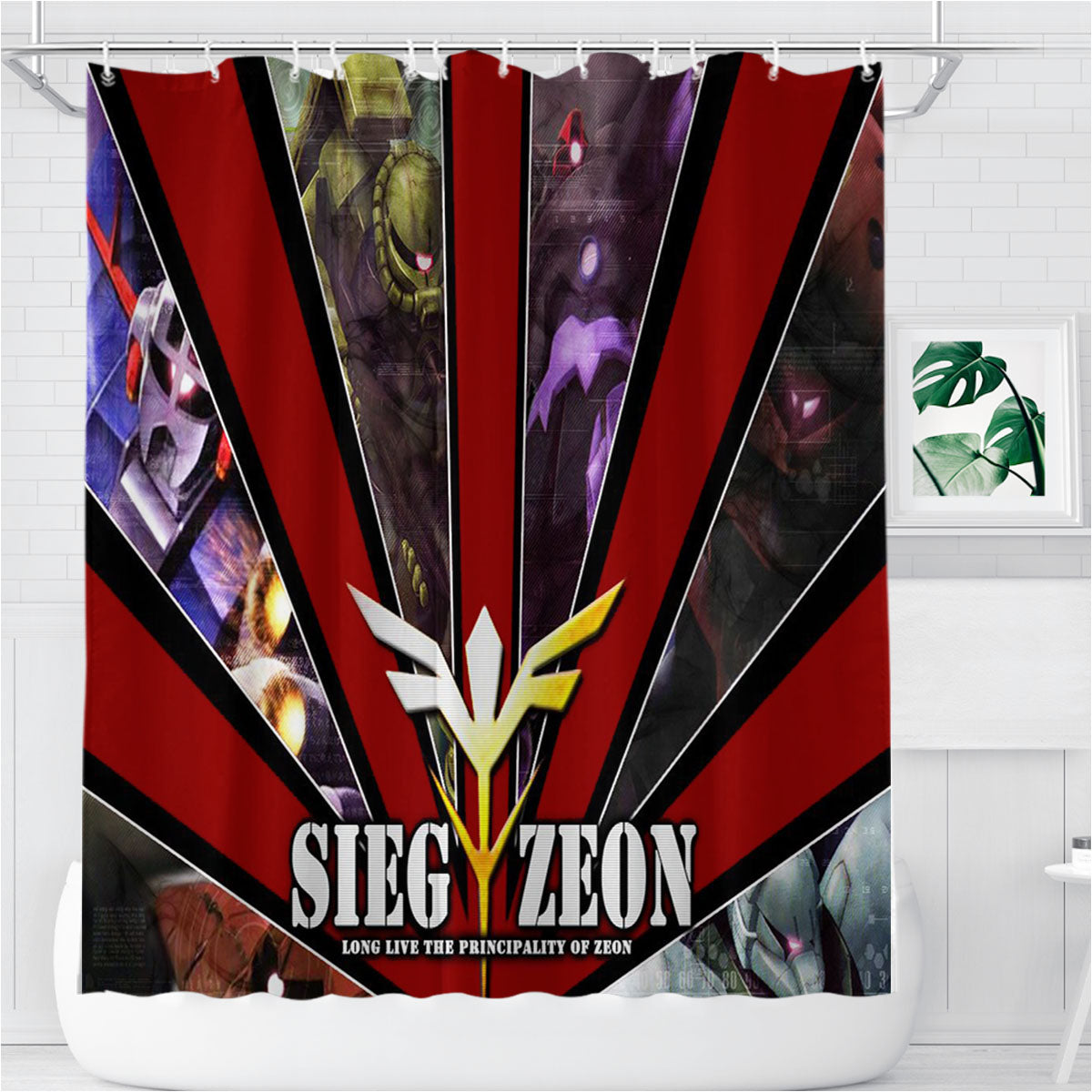 Principality Of Zeon The Gundam Wallpaper Bathroom Shower Curtain Fabric Waterproof | 66 X 72 Inch