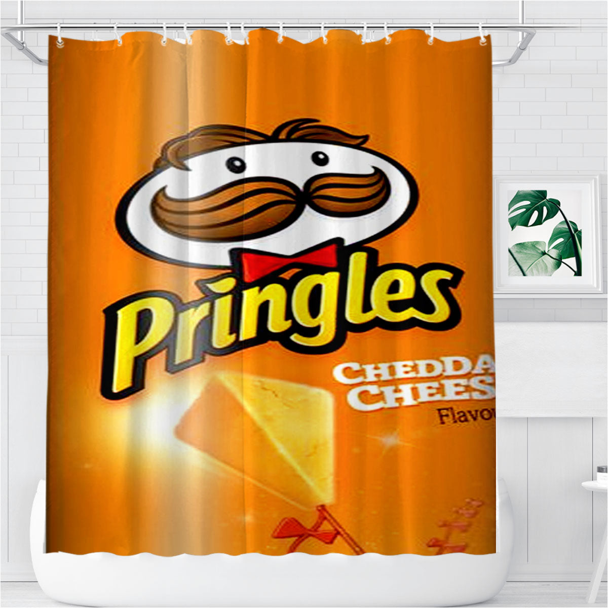 Pringles Cheddar Cheese Flavour Bathroom Shower Curtain Fabric Waterproof | 66 X 72 Inch