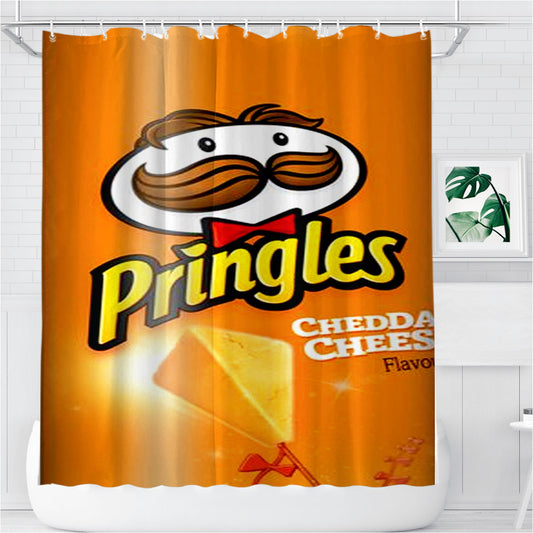 Personalized Pringles Cheddar Cheese Flavour Shower Curtain Farmhouse Bathroom Decor