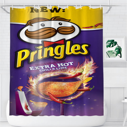 Personalized Pringles Extra Hot Chili And Lime Shower Curtain Farmhouse Bathroom Decor