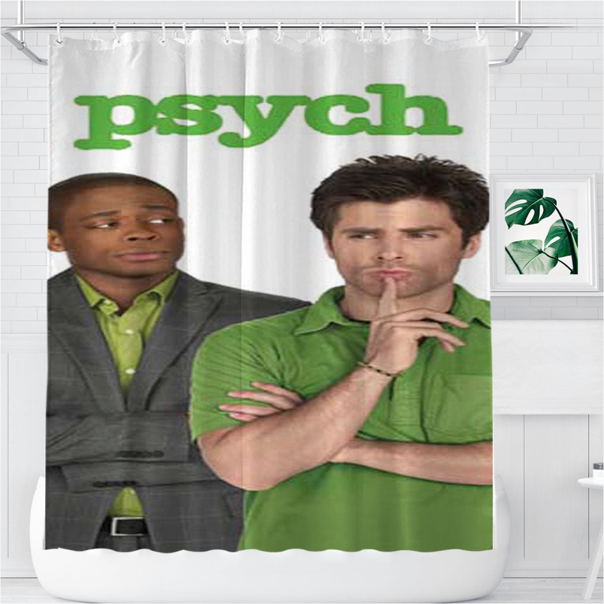 Psych Green Logo Bathroom Shower Curtain Fabric Waterproof | 66 X 72 Inch