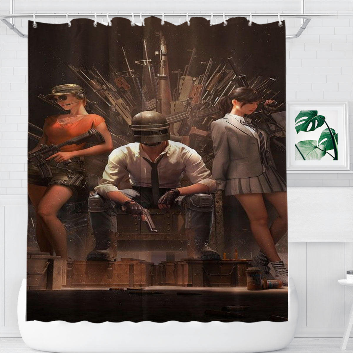 Pubg Helmet Game Of Thrones Bathroom Shower Curtain Fabric Waterproof | 66 X 72 Inch