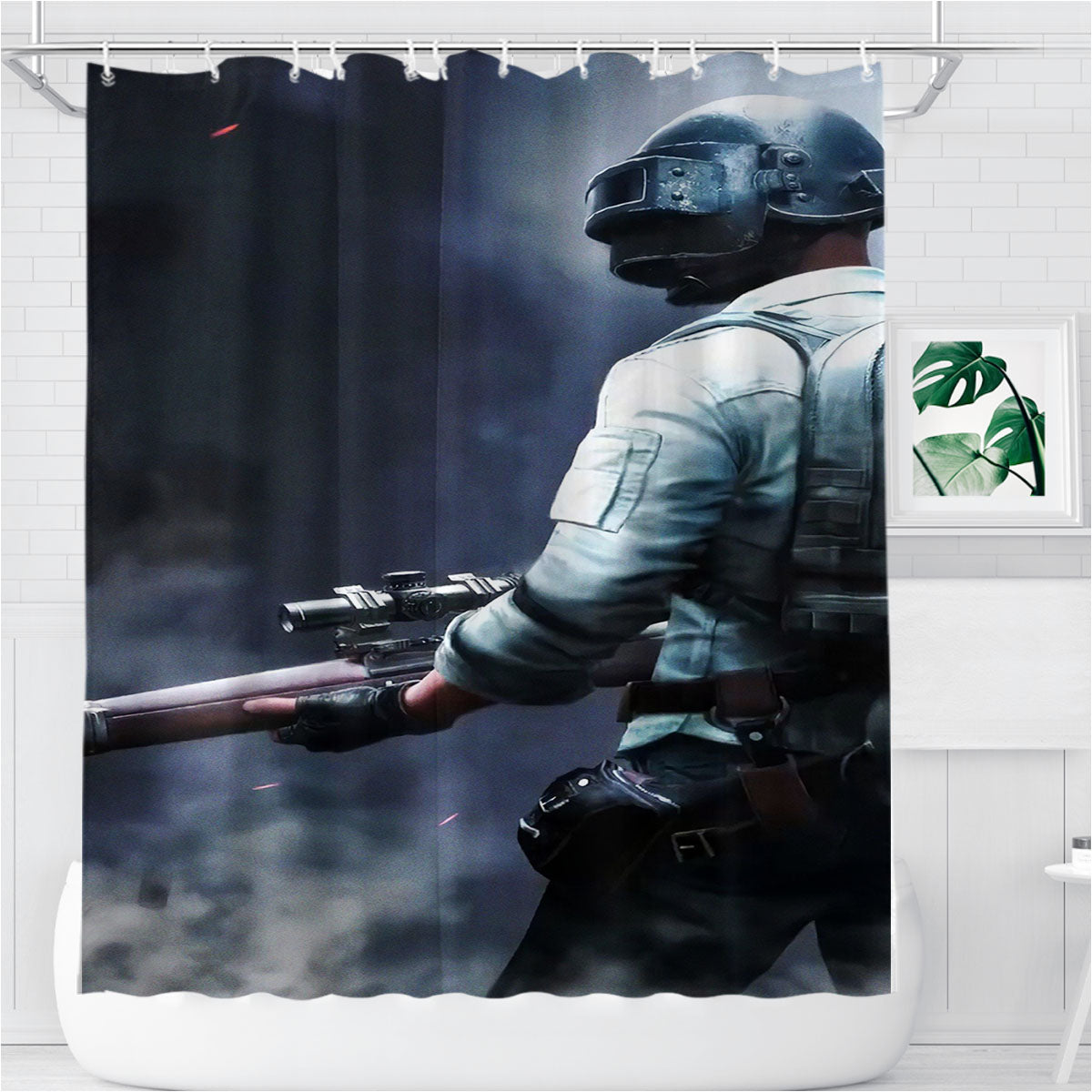 Pubg Level Bathroom Shower Curtain Fabric Waterproof | 66 X 72 Inch