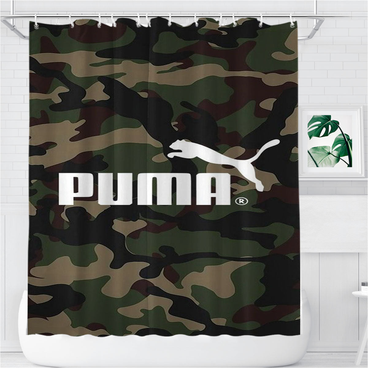 Puma Chamo Pattern Bathroom Shower Curtain Fabric Waterproof | 66 X 72 Inch
