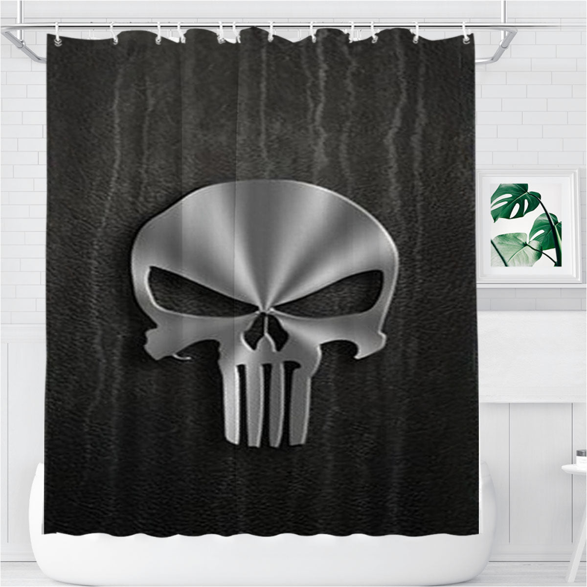 Punisher Metal Logo Bathroom Shower Curtain Fabric Waterproof | 66 X 72 Inch